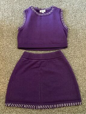Day + Moon Purple Knit Crop Tank & Skirt Set